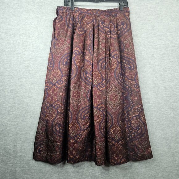 Vtg Geoffrey Alexander By Private Agenda Womens Silk Maxi Skirt Paisley Sz 14 - Picture 2 of 11